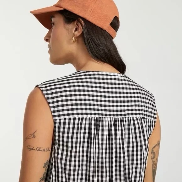 Everlane midi tiered black and white gingham dress excellent condition size xs - Picture 4 of 5
